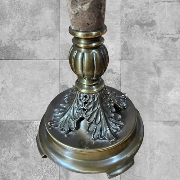 VTG Onyx Marble Brass Table Lamp Hollywood Regency Sty Lighting Italy Urn Shade